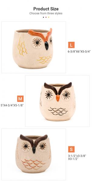 24 Inch 6 Inch 16 Inch Ceramic Flower Pots 3D Unique Owl Lovely Flower Succulent Pots Mode