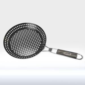 China Non Stick Round Shape BBQ Tools Roasting Pan Rust Resistant Grill Basket Foldable wholesale