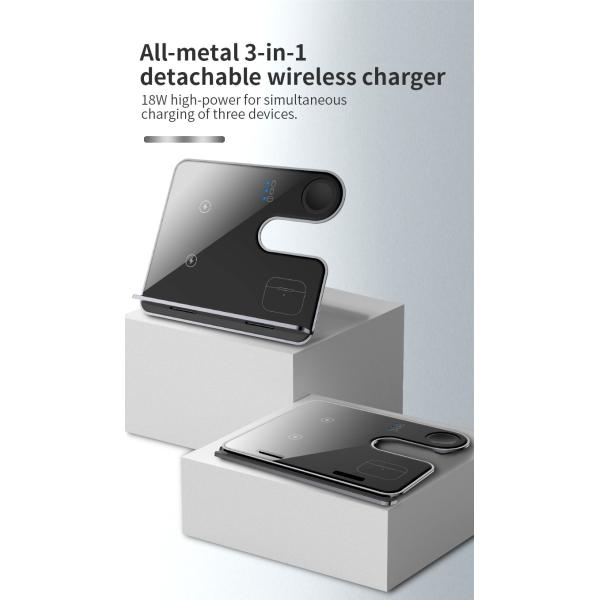 Fast Wireless Charging Detachable Aluminum Alloy Charging Stand for Smart Devices