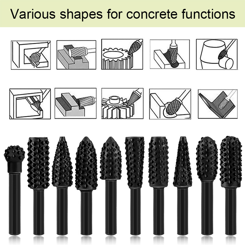 5 PCS/Set Wood Bits Grinding Woodworking Hand Tool Rotary Craft Files High Quality 1/4&quot; Shank Rotary Rasp File Rasp Burrs