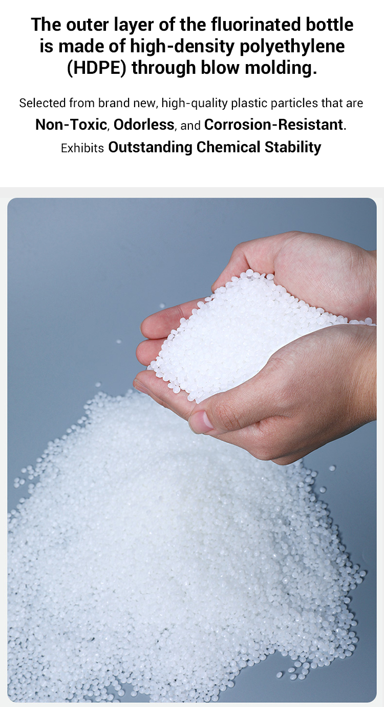 HDPE Plastic Fluoride Transparent Reagent Bottle 1000ml 1L For Chemical Packaging