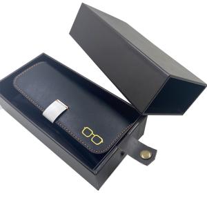 China Hard cardboard Custom PU box , PU drawer eyeglasses box wholesale