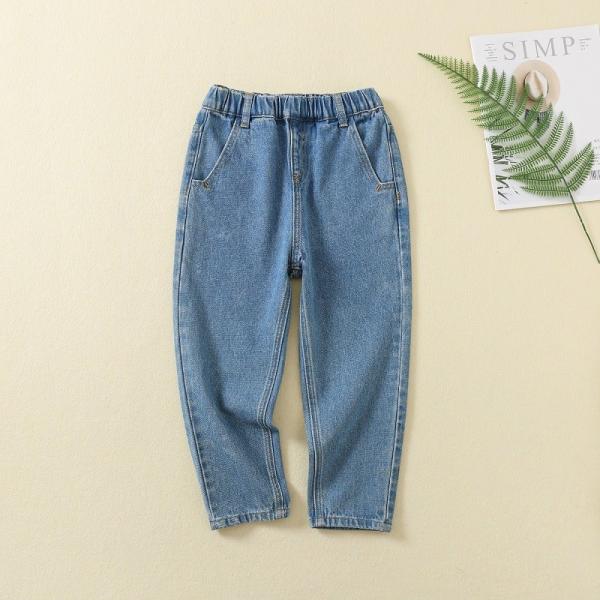 Quality New Design Kids Denim Jeans Full Length Black Blue Jeans Boys Elastic Waist Pants Children's Clothing for sale