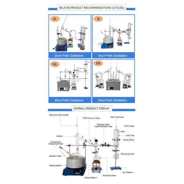 5L Vacuum Distillation Equipment Shortest Distillation Glassware Kit