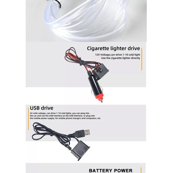 RGB Neon Decorative EL Wire Car Interior Atmosphere Lights USB DIY cold light line