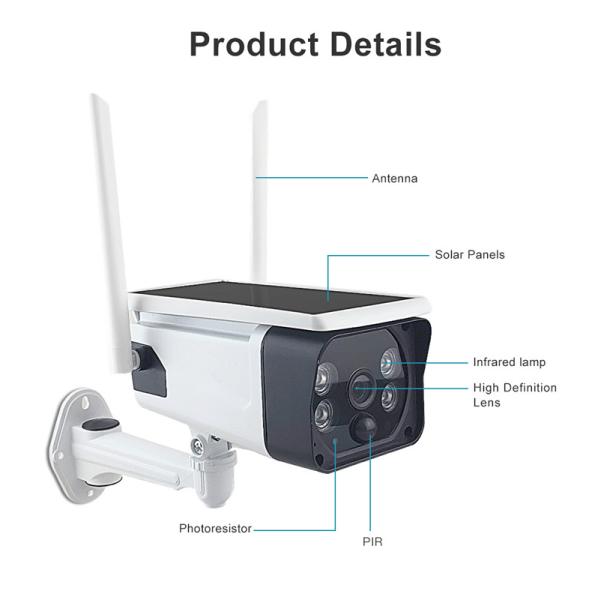 Outdoor Tuya IP67 Solar Powered Security Camera With Motion Sensor