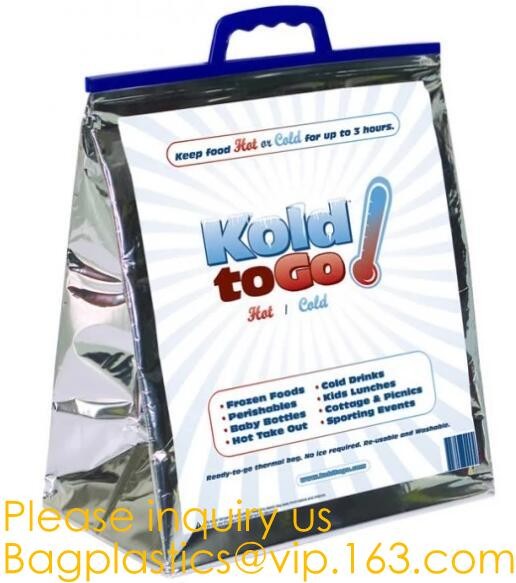 Custom Packing Aluminum Foil Zip-Lock Grocery Handle Thermal Insulation Cooler Bag For Outdoors,Promotional Insulated La