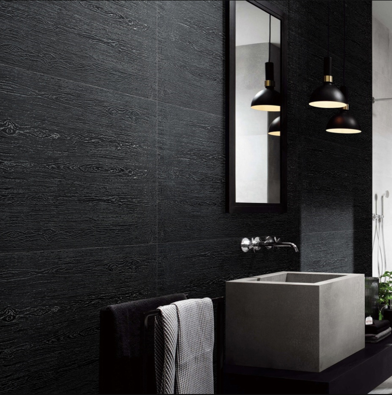 Modern Design Style Black and White Marble Bathroom Strip Tiles with Golden Vein