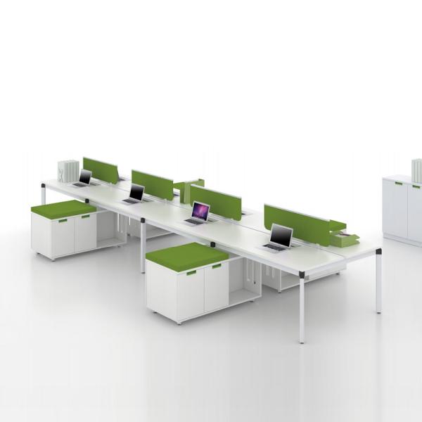 White Wood 2 Person Office Workstation Desk workspace detail