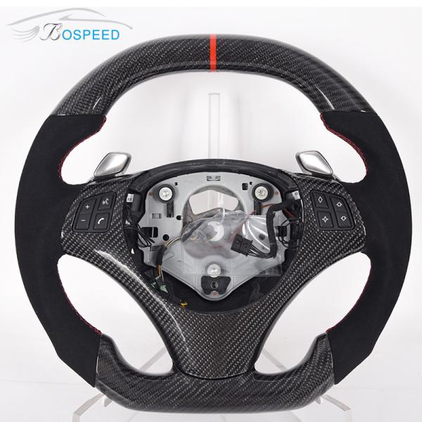 White Stitching Alcantar BMW Carbon Fiber Car Steering Wheel Leather Toray Twill