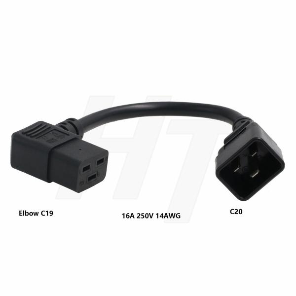 Quality UPS PDU Power Cord Adapter Right Angle IEC320 C19 to C20 16A 250V 3 Prong Extension for sale