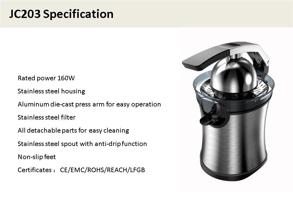 JC203 Citrus Press with Die cast Handed Arm Operation