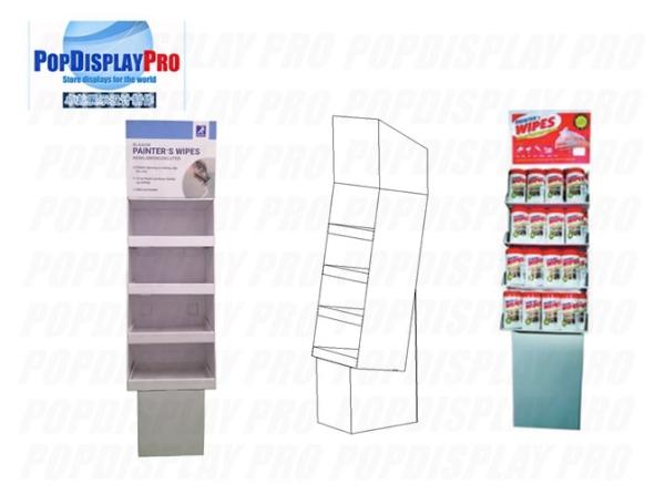 Quality Temporary Card Cardboard Floor Displays 140gsm Disinfectant Wipes for sale