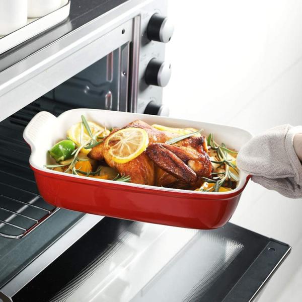 Nonstick Custom Ceramic Bakeware Sets , Red Porcelain Ceramic Lasagna Pans