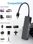 4 Port Usb C Hub Adapter USB 3.0 Hub Ultra Slim Portable Data Hub Applicable
