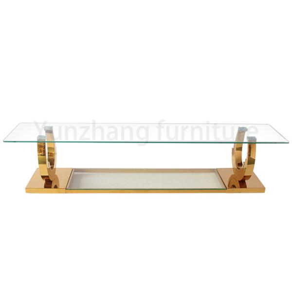 Quality Rectangular Coffee Table Shelves Transparent Glass Simple Style for sale