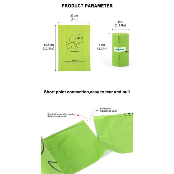 Compostable 0.015mm Biodegradable Dog Poop Bag One Color Printed