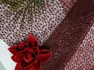 China Bedding Articles Mesh Embroidered Wine Red Polka Dot Tulle Fabric wholesale