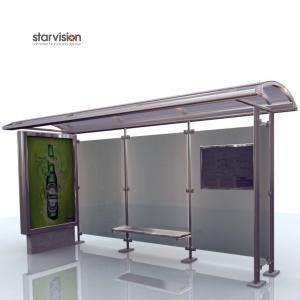China Municipal Arcade Roofing Passenger Waiting Shelters With Advertising Lightbox wholesale