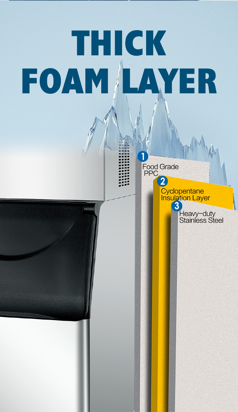 22mm Automatic Ice Machine 300kg Portable Ice Cube Maker R404a