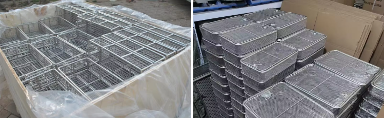 304 316 Stainless Steel Mesh Tray Square For Cleaning Anti bacteria