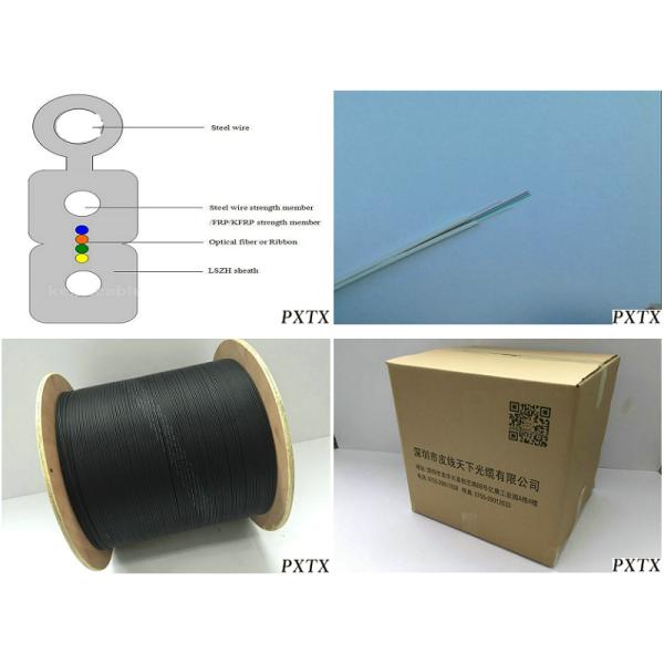 Optical Fiber Service FTTH Drop Cable 4 Core for Ethernet / TV , Bow Type