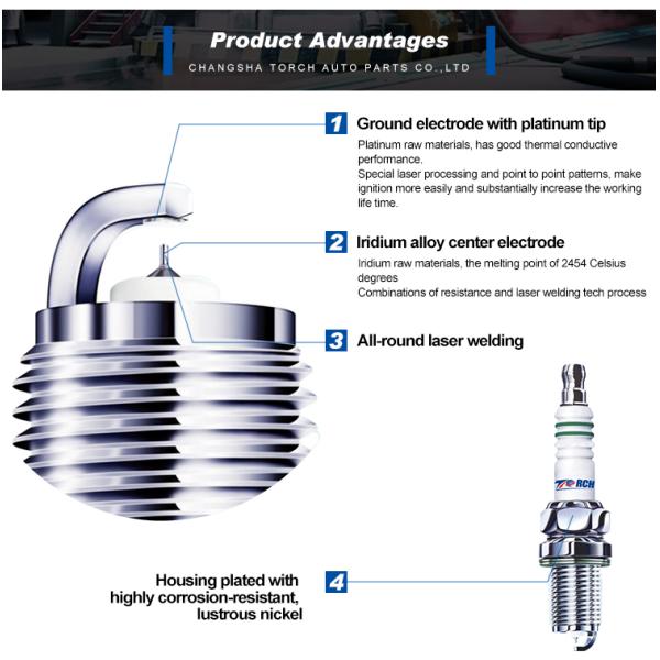 Copper Core Toyota Corolla Spark Plugs M14*1.25 Thread ISO9001 Approved