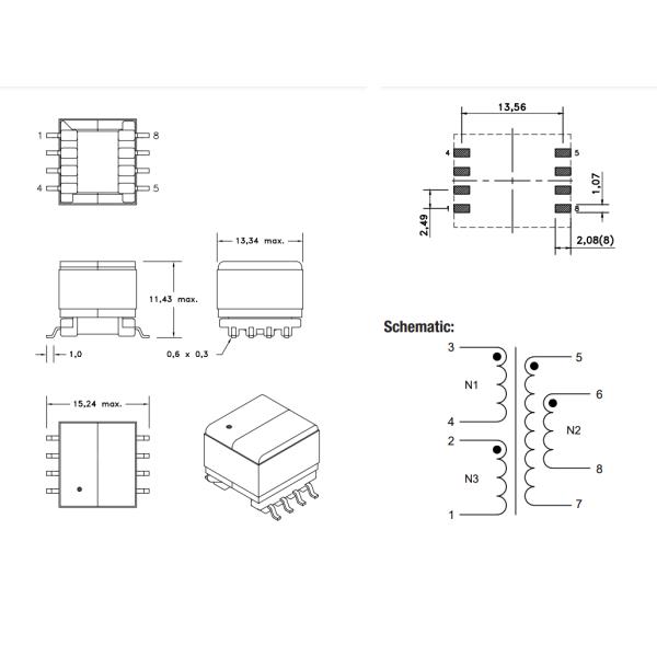 1.5 KVAC Isolation Voltage Power Over Ethernet Transformer 750310032