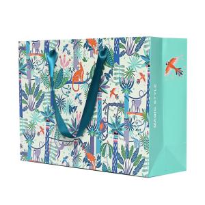 China Promotional LOGO Ribbon Handle Paper Reusable Shopping Bag on sale