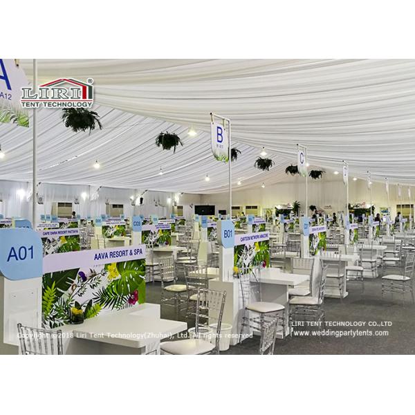 Outdoor Conference Span Width 30m Event Tent Structure With White Lining Built On Grass Land