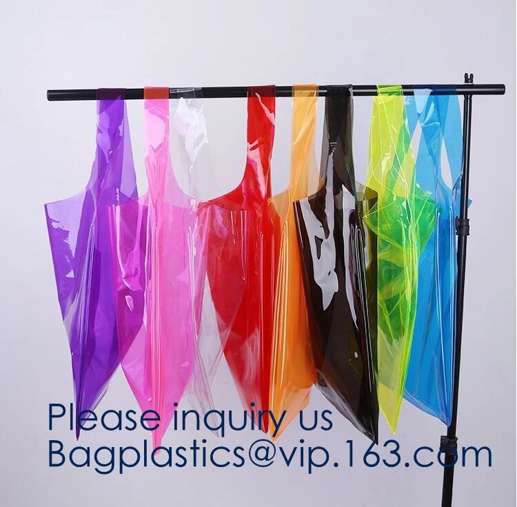Transparent PVC Blanket Bag/Plastic Shopping Bag/Packaging Bag With Black Woven Trim And Webbing Handle, bagease, packag