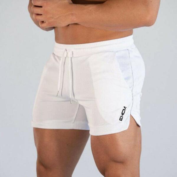 97% polyester Breathable White Running Wear Training Shorts With Convenient Pockets