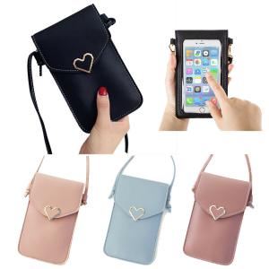 China Touch Screen Leather Cell Phone Pouch Cross Body Wallet Shoulder Bag wholesale