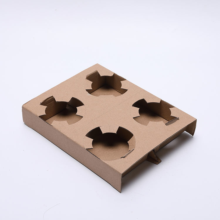 Disposable 2 Cups Pack Kraft Cup Holder Tray For Every Kinds Of Beverage To Takeaway