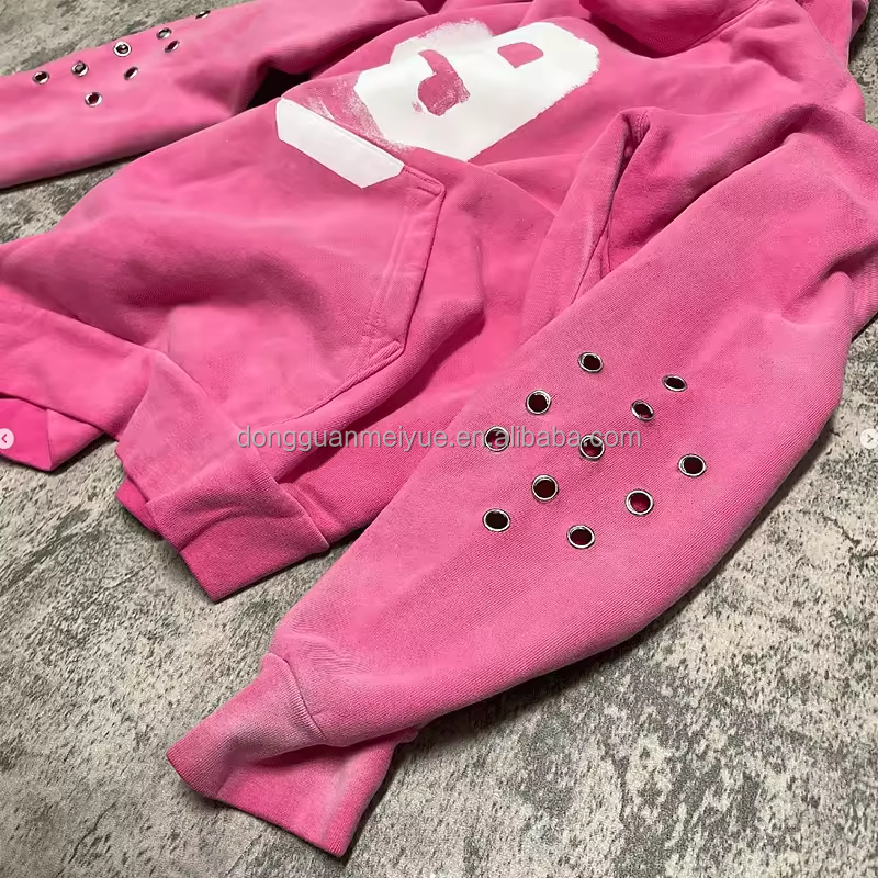 OEM Screen Print Hoodie Heavy Weight Cotton Eyelets Boversized Boxy Hoodie