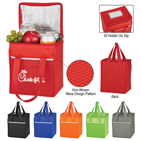 Colorful Non Woven Cooler Bag Portable Folded Insulated Tote Lunch Bag
