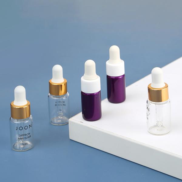 2ml 3ml 5ml 10ml Round Glass Dropper Bottle Small Mini Frosted Glass Essential Oil Bottle With NBR Dropper