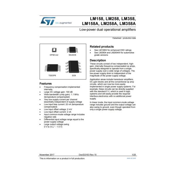 LM358DT Operational Power Driver Op Amp Ic Dual Low Noise