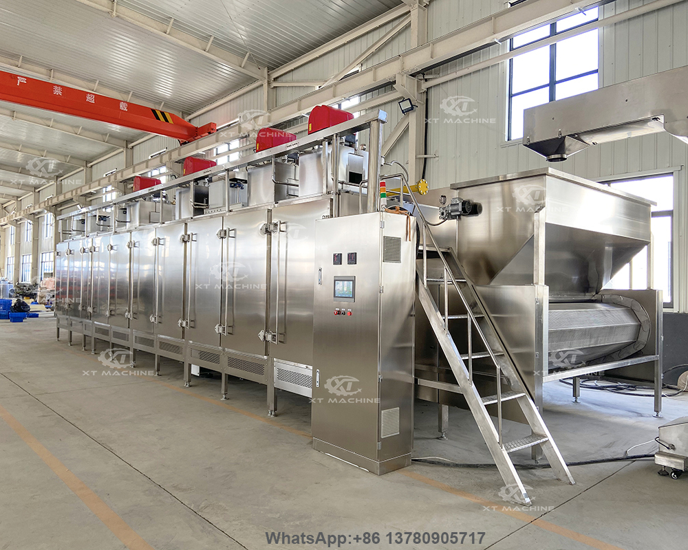 PLC Intelligent Control Continuous Nuts Roaster Made Of 304 Stainless Steel Safe Hygienic Simple Structure