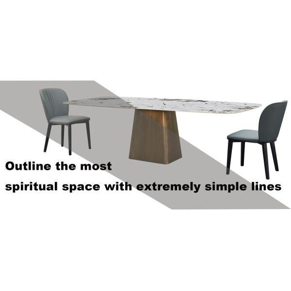 Elegant Rectangular Stainless Steel Marble Dining Table 750mm Height