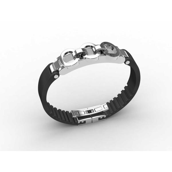 Top Quality Europe Fashion Stainless Steel Genuine Leather Silicone Bangle