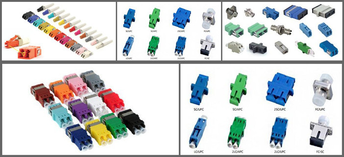 Blue Color Single Mode Duplex LC To LC Fiber Optic Cable Adapter With Flanges