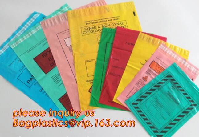 biohazard specimen Zip lockk bag with pocket, recycled custom printed ldpe 3 layers specimen bag Zip lockk bag, pac, pacrite