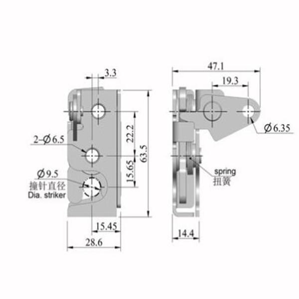 Draw Hasp Lockable Draw Latch Black Triangle Vertical 63.5*47.1*28.6