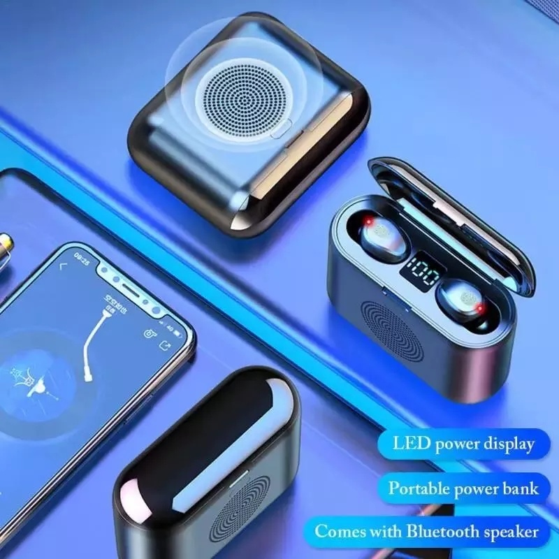 New F9 LED Power Display Smart Touch Earbuds Tws Sound Speaker True Wireless Headset Headphone (with 2000mAh Power Charging Case)