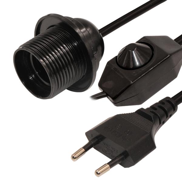 EU Plug E27 Bulb Holder Cable with 303 Switch for Indoor Lighting