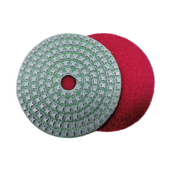Flexible Copper Hybrid Transitional polishing pad for undulated concrete floor surface available in 3 inch from #30 #50