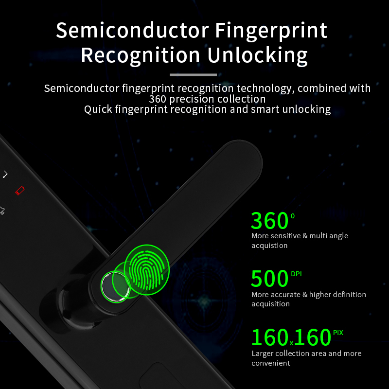 Zinc Alloy IML Intelligent Door Lock Tuya Smart Lock Wifi Bluetooth