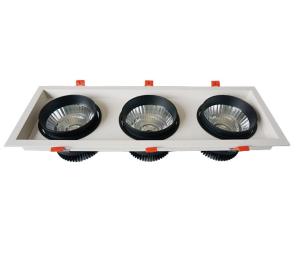 COB Grille LED Ceiling Downlights Three Head High Brightness With Alu Housing