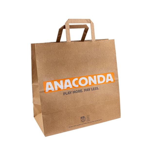 Uncoated Lining Kraft Paper Bags With Handles CMYK / Pantone 8 Color Flexo Printing